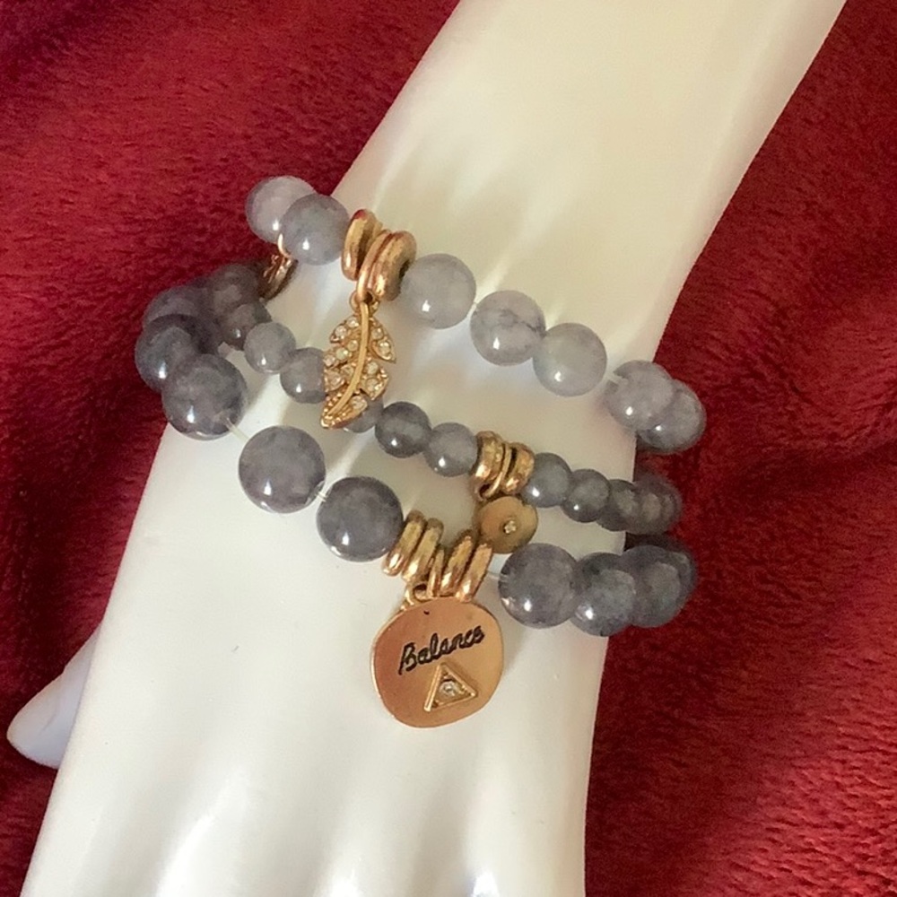Alex & Ani Gray Beaded Stretch Bracelet